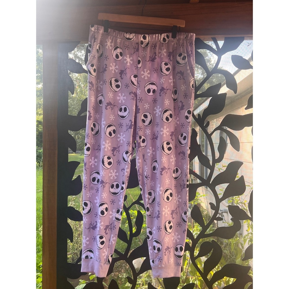 Disney Nightmare Before Christmas Jack Skellington Pajama Jogger Pants Purple L